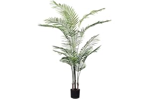 Romantic Season Artificial Palm Tree 5FT, Red Faux Palm Tree Fake Potted Tree Plastic Palm Tree for Modern Home Office Living Room Floor Décor Indoor