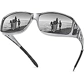 URUMQI Polarized Sunglasses Fit Over Glasses for Men Women, Wrap-around Driving Sunglasses 100% UV Protection