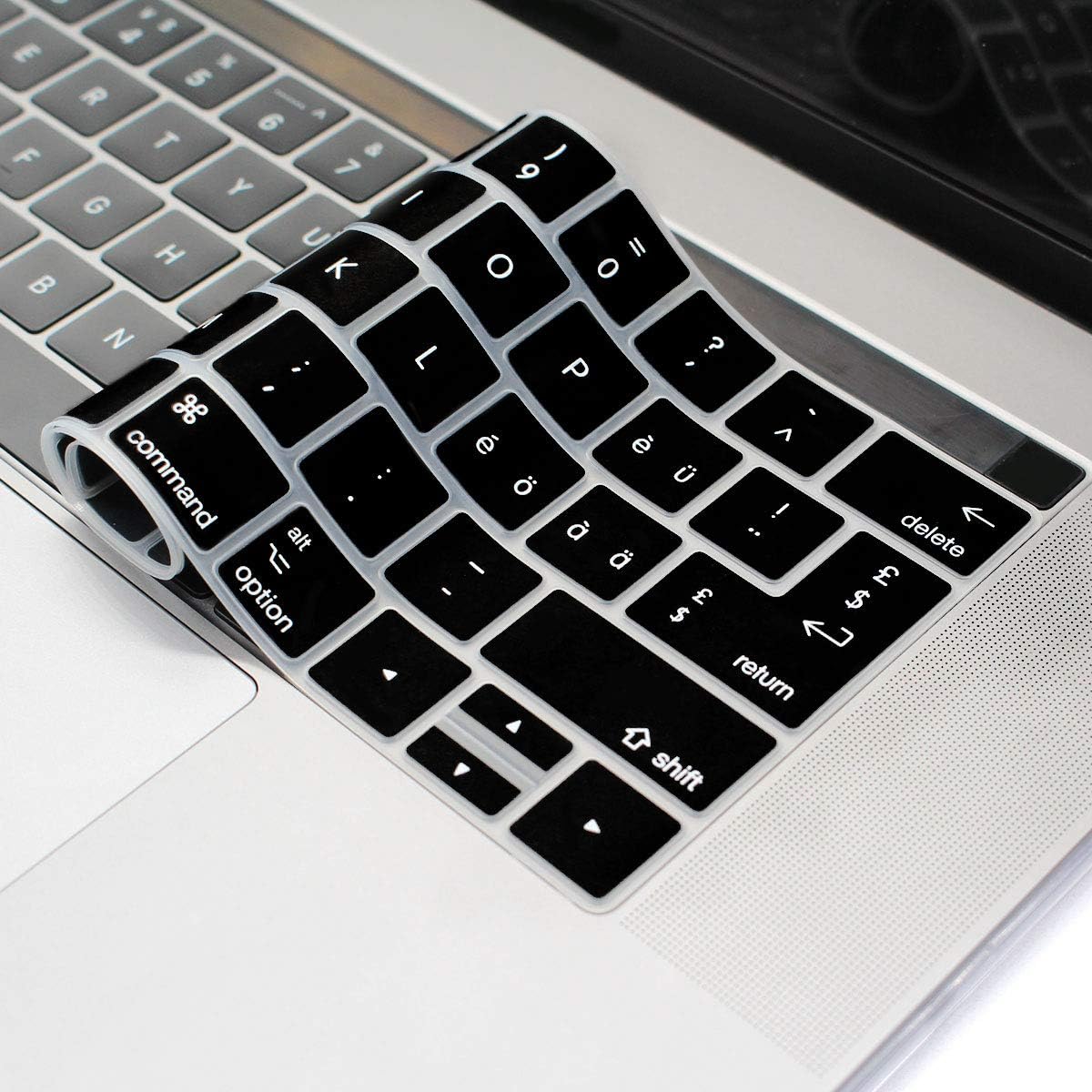 MMDW Swiss Language Silicone Keyboard Cover for MacBook Pro 13 15 inch 2019 2018 2017 2016 with Touch Bar&Touch ID Model:A2159 A1989 A1706/A1990 A1707,USA and European Version - Image 5