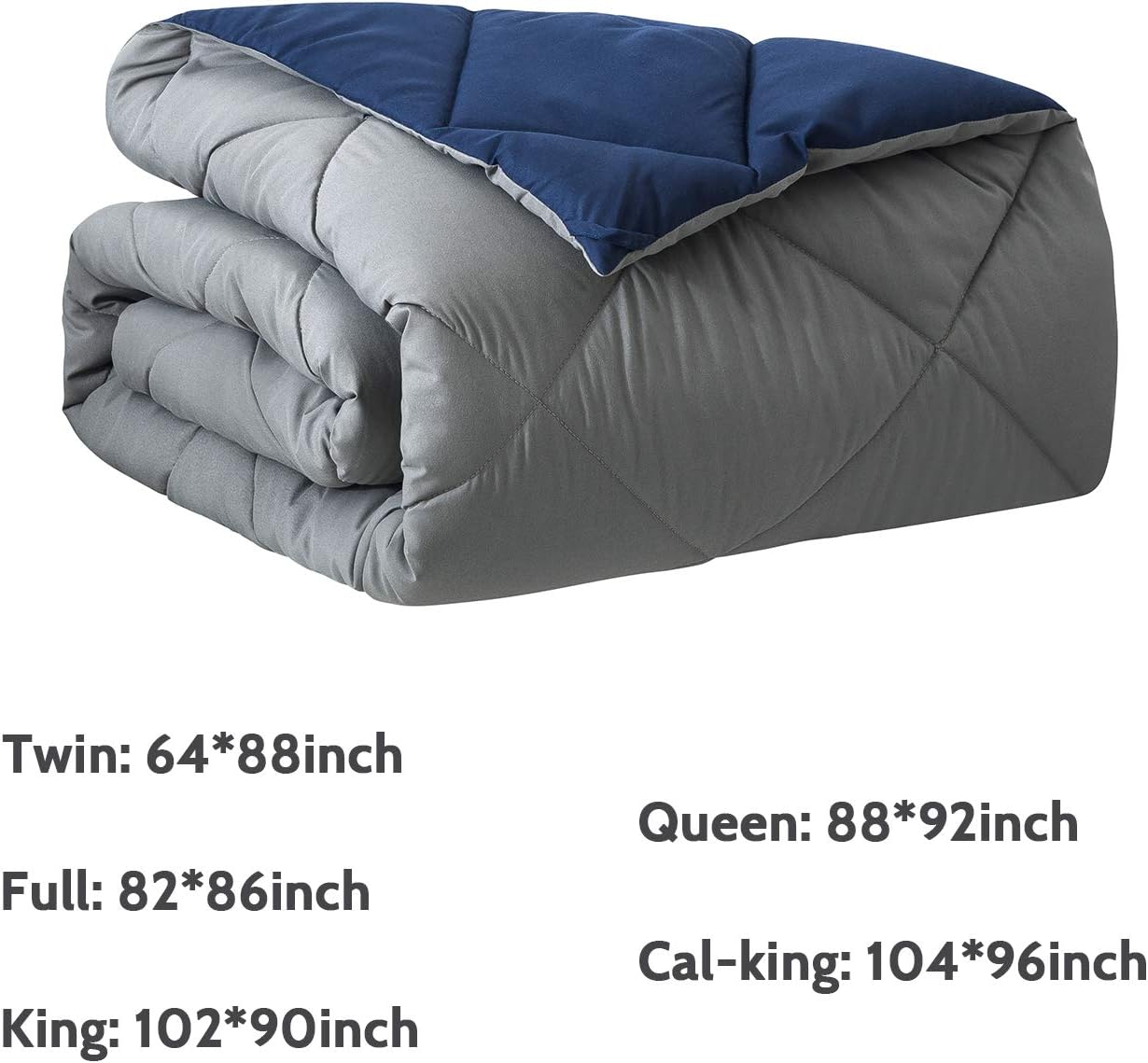 Cosybay Reversible Down Alternative Comforter Grey/Blue - Corner Duvet Tabs- Double Sided & Lighweight -All Season Duvet Insert-Stand Alone Comforter – Queen Size（88×92 Inch）: Kitchen & Dining
