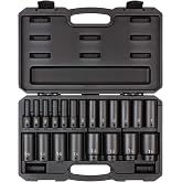 TEKTON 1/2 Inch Drive Impact Socket Set, 21-Piece | SID92306 | (5/16 - 1-1/2 in.), Deep, 6-Point, Case