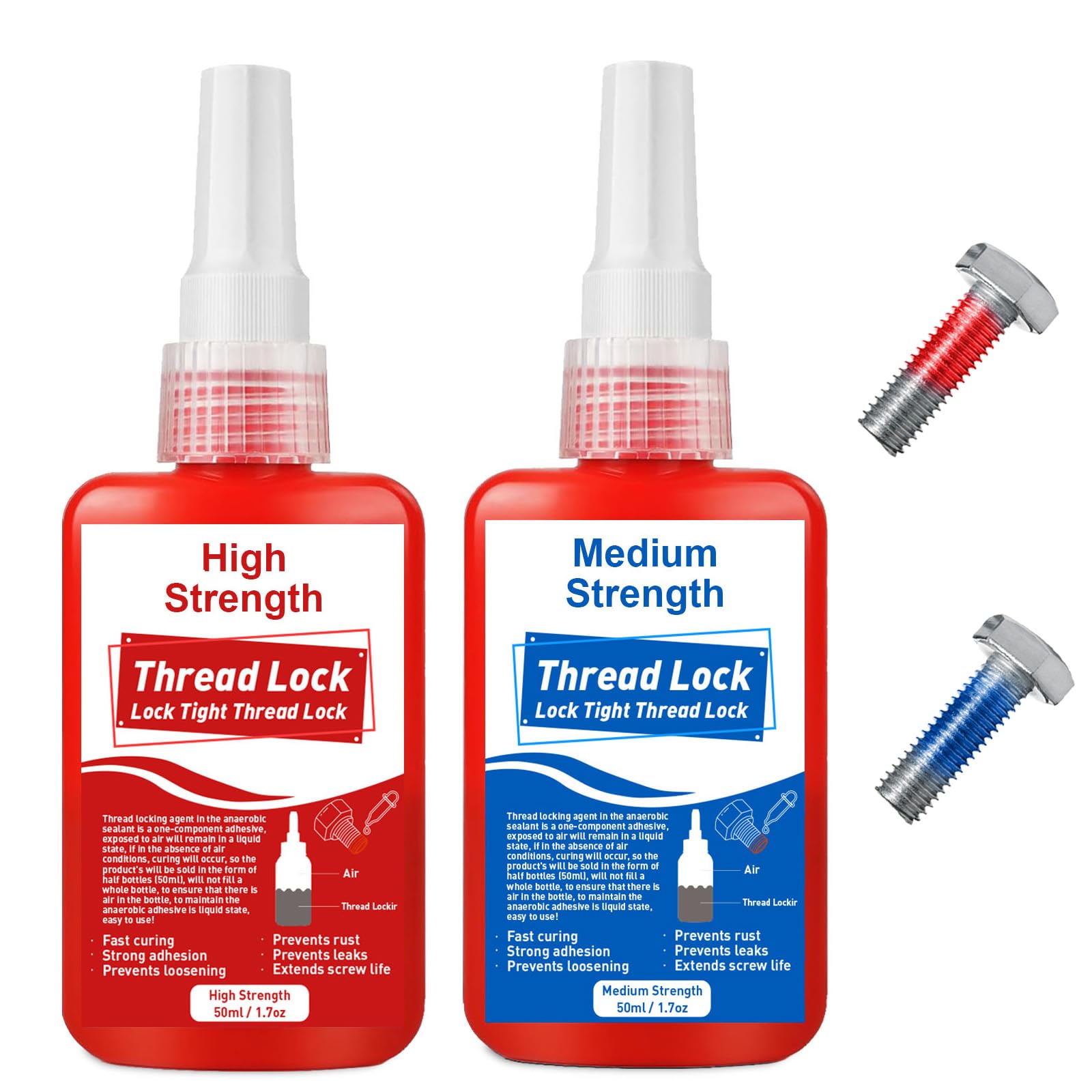LAMXIN Thread Lock 100ml, Medium Strength and High Strength Locktight Threadlock for Gap Filling and Tighten Bolts Nuts, Anti-Rust&Loosening, Self-Curing Lock Tight Thread Lock Sealant