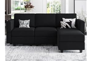 Belffin Convertible Sectional Sofa with Chaise Velvet L Shaped Sofa Couch Modular Sectional Sofa with Storage Black
