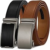 Zitahli Men Belt 2 Pack - Customizable Fit Leather Black Brown Adjustable Ratchet Belt for men Dress Casual Golf,Gift for men