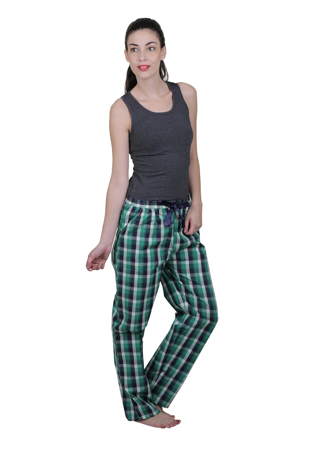 vixenwrap green & black checkered cotton pyjama
