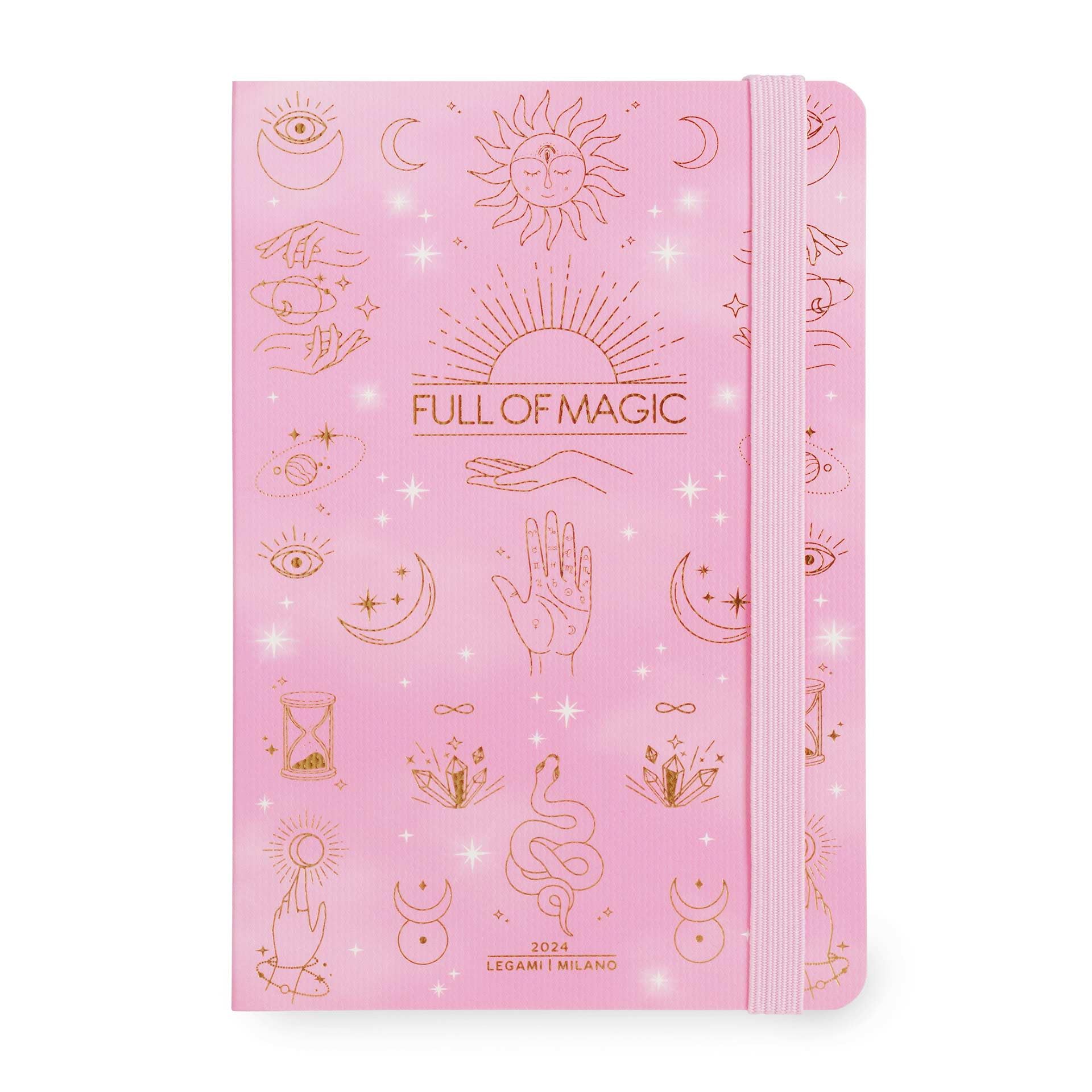 Legami - Medium Weekly Diary with Notebook, 12 Months, January 2024 December 2024, Week Detail on Left Page, Writing Space on Right Page, 12 x 18 cm, Magic Theme