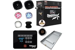 STEAMSPA Steam Shower Generator Kit System | Matte Black Shower Head + Self Drain Combo| Enclosure Steamer Sauna Spa Stall Package | Touch Screen Wifi App/Bluetooth Control Panel