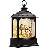 Eldnacele Musical Snow Globe Lantern with Timer, Lighted USB/Battery Operated Swirling Singing Water Glittering Lantern, Snow Globes for Adults and Kids Christmas Decoration- Nativity