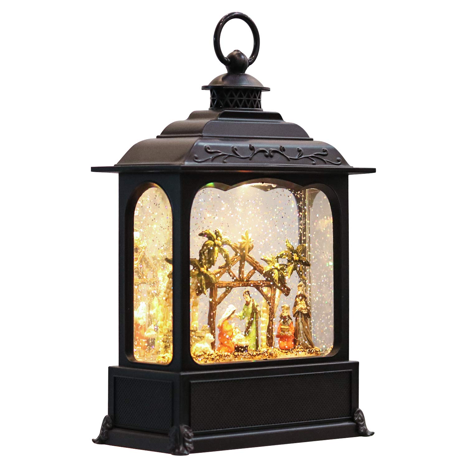 Photo 1 of Eldnacele Musical Snow Globe Lantern with Timer, Lighted USB/Battery Operated Swirling Singing Water Glittering Lantern, Snow Globes Lantern for Adults and Kids Christmas Decoration- Nativity