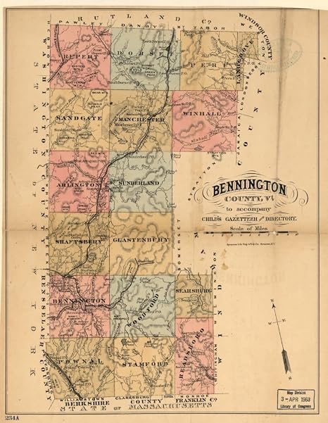 Amazon.com: INFINITE PHOTOGRAPHS Vintage 1880 Map of Bennington County