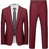 WULFUL Men's 2 Piece Slim Fit Suit Set One Button Blazer Jacket Pants Set