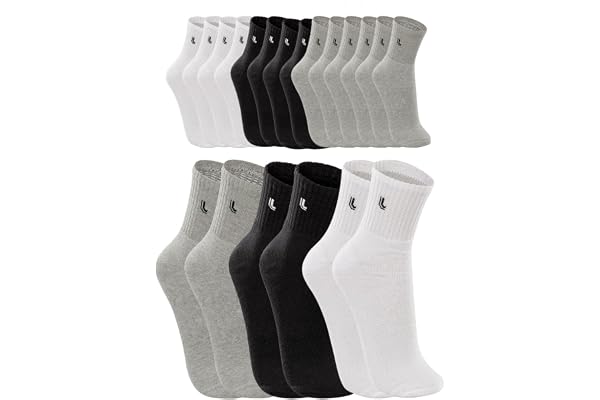 Kit 10 pares Meia Cano Médio, Básica, Lupo, adulto-unissex, Branca/Cinza/Preta, 41 a 44, G