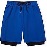 DANI CHINS Boys 2 in 1 Athletic Active Shorts Sports Running Quick Dry Breathable Compression Shorts