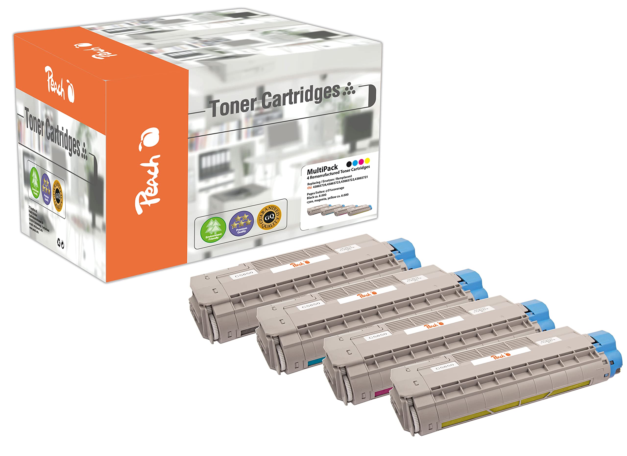 Peach Toner Module Black, Compatible with OKI Multi-Pack Cyan, Gelb, Magenta, Schwarz