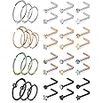Mayhoop 20g Stainless Steel Nose Rings Hoop L Shape Nose Studs Nose Screw Bone Silver Rose Gold Black Rainbow Pack for Women Men 28Pcs