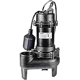 WASSERMANN 1/2 HP Sewage Pump with Auto Float Switch, 115V 5300 GPH Cast Iron Submersible Sewage Pump, Sump Pump for Basement Sump Basin Sewage Well 2" NPT Discharge with 10 FT Cable