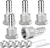 ERGAOBOY 5 Pcs Hose Fitting 19 mm Barb to 3/4 BSP Female Stainless Steel