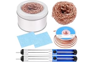 DAOKAI Soldering Tip Cleaning Kit,Soldering Tip Cleaner + Brass Ball Wire + Desoldering Wick + Sponge,for Cleaning Solder Iro
