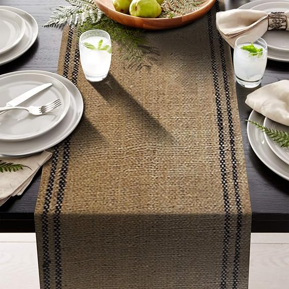 AAYU Premium 108" Long and 12" Wide Jute Burlap Table