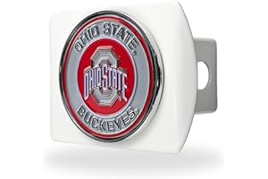 Ohio State University Buckeyes White Metal Hitch Cover with 3D Colored Team Logo by FANMATS - Round Molded Design – Easy Installation on Truck, SUV, Car - Ideal Gift for NCAA College Fan/Student