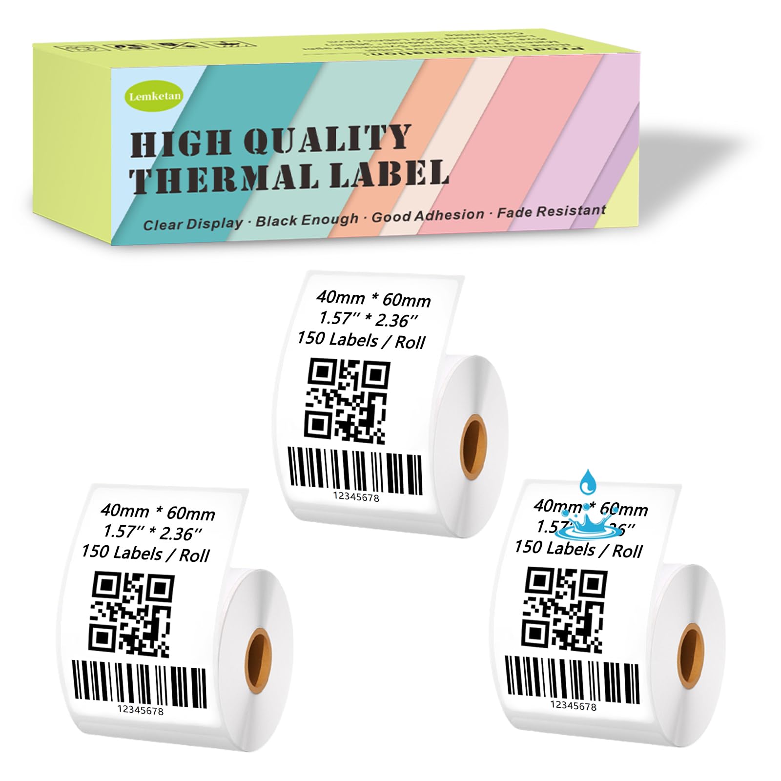 Photo 1 of [150 Labels/Roll x 3] 40mm x 60mm Thermal Labels, 1.57'' x 2.36'' Label Maker Tape Refill, Weatherproof & Tear-Resistant Thermal Stickers Compatible for Phomemo M110, Supvan T50M Pro (White)