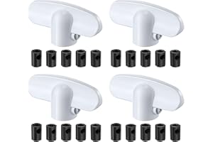 Avenuebool 4 Pack Universal Tee Crank Casement Window Handles, Low Profile Design Prevents Interference with Window Coverings, Crank Replacement Handles, 1-1/8" x 2-3/8 (White)