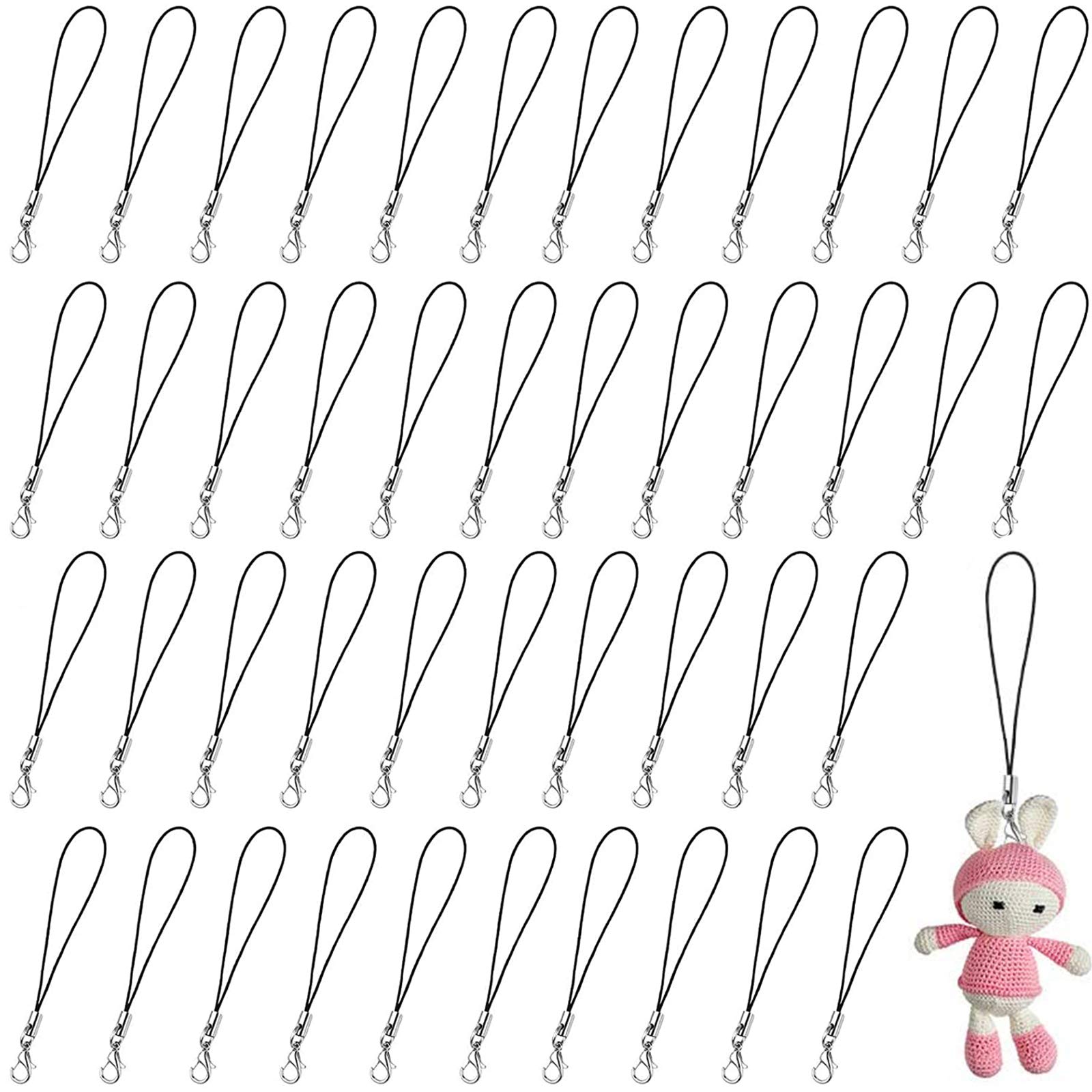 Ledoo Wrist Lanyard 200 Pieces Mobile Phone Chain Mobile Phone Pendant DIY Carabiner Clasp for Hanging USB Drive MP3 MP4 Mini Camera Jewellery Making