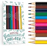 Pun Labs Nurse Colors Colored Pencil Set for Nurses | Set of 12 Nurse-Inspired Pencils | Each Color Pencil is Foil-Stamped with Clever References | Great Gift for Nurses