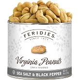 FERIDIES Salt and Pepper Peanuts, Super Extra Large Salted Virginia Peanuts, 9oz CAN