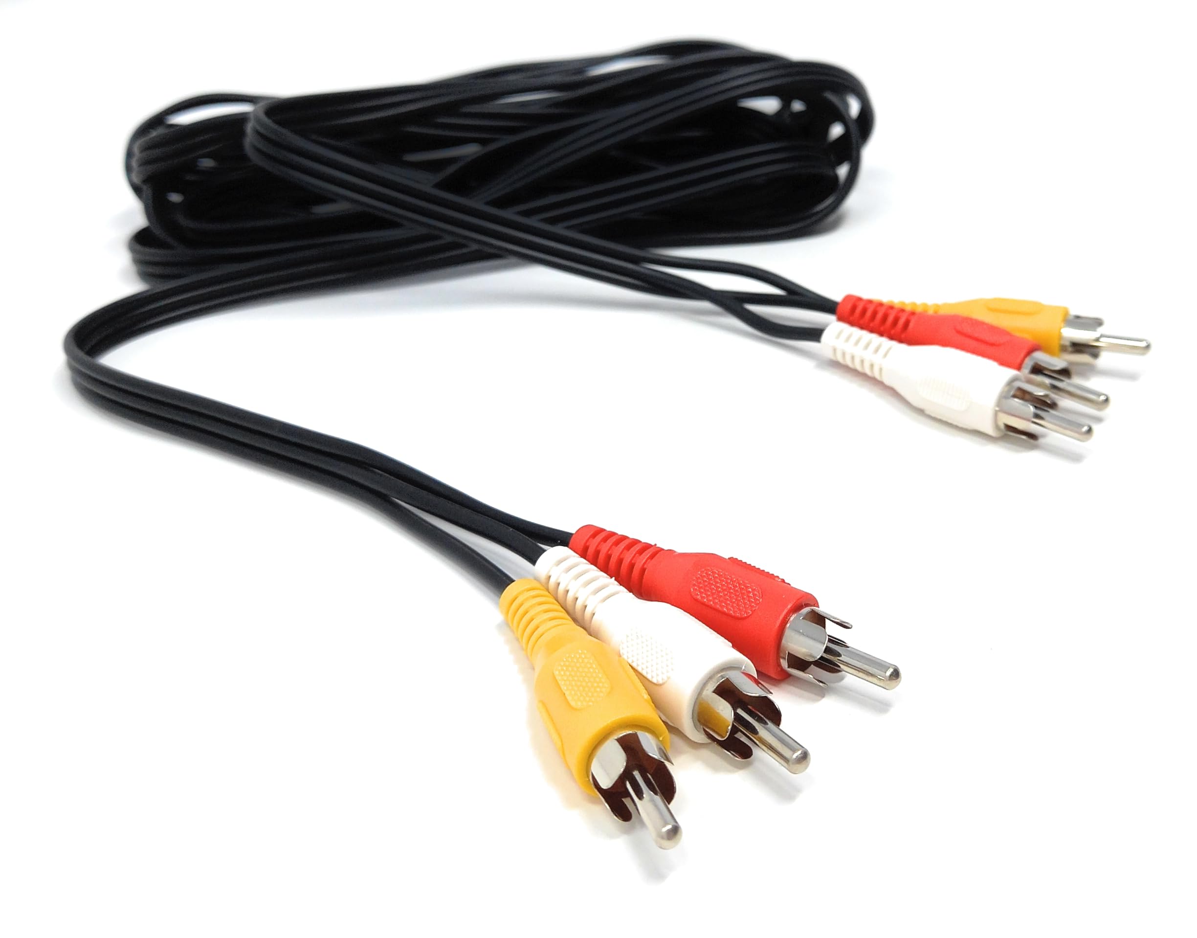 DRUT 3m Triple 3 x RCA to RCA Phono Plugs to Plugs Composite, Audio Video Male to Male Cable Lead Nickel Contacts (10ft.)