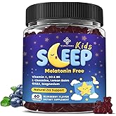 YANLUOBO Kids Sleep Gummies Melatonin Free - with Magnesium Glycinate, Lemon Balm, L-Theanine & GABA - Calming Relaxation, Support Natural Sleep, Quiet Mind - Berry Flavor, Non-Habit Forming