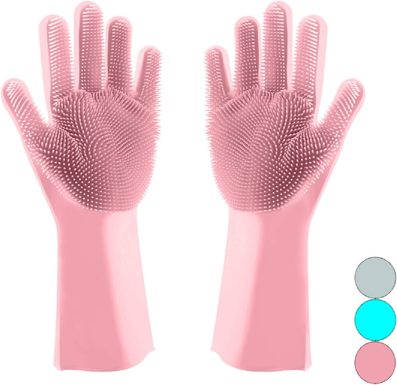 Reusable Silicone Dishwashing Gloves with Brush Scrubber