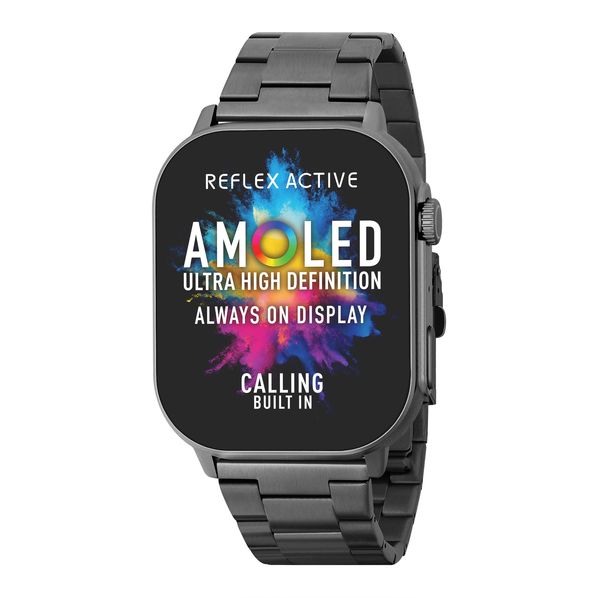 Reflex Active Series 29 Mens Amoled Smart Watch with 2.04" Touch Screen, Heart Rate Monitor, Blood Oxygen, IP68 Waterproof, Fitness Tracking for iOS Android