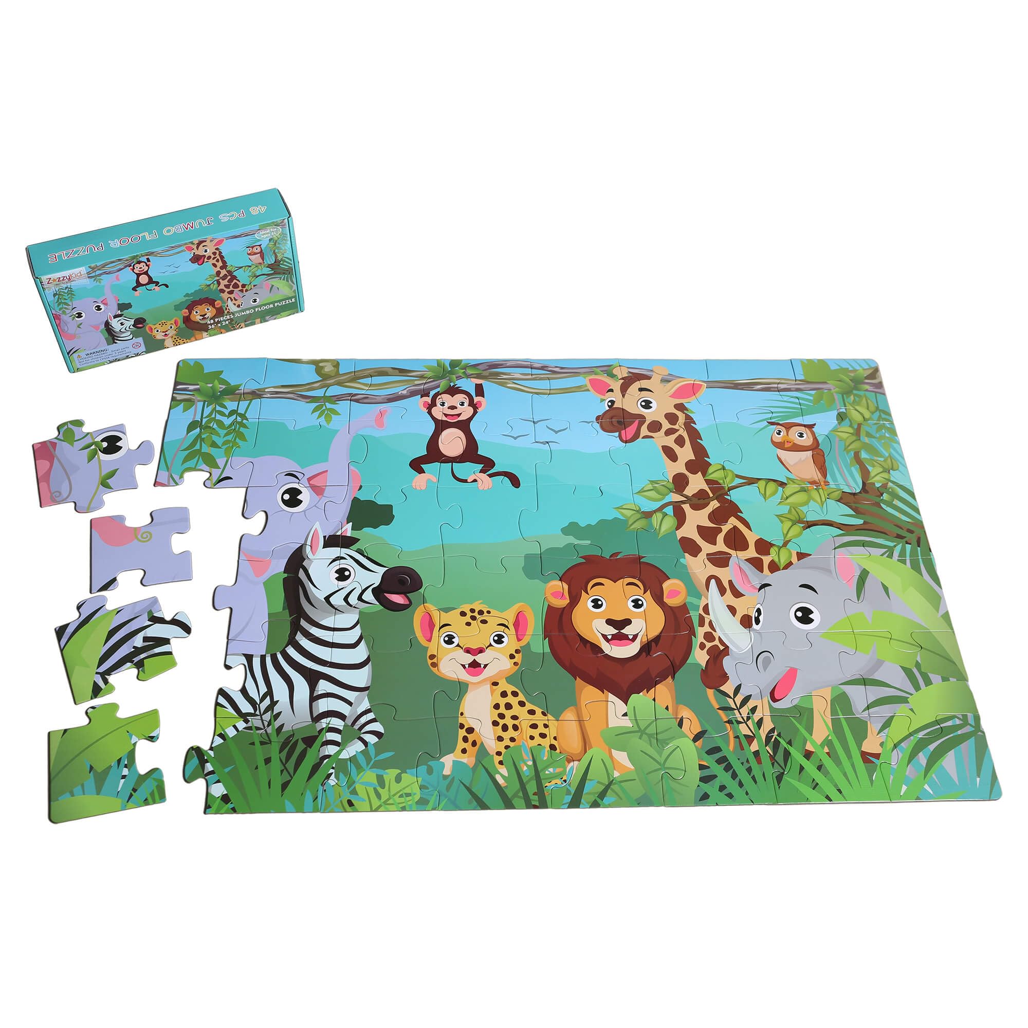 Jumbo Animal Floor Puzzle for Kids, 48 Pieces Jigsaw Puzzles for Kids Ages 3-5, Preschool Learning Toys for Toddlers and Gifts for Children Ages 4-8