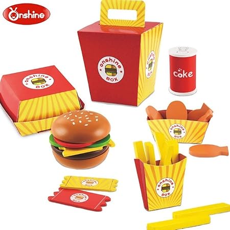 Amazon 木製 ままごと 子供 おもちゃ ハンバーガー セット 26ピース 食べ物 おもちゃ
