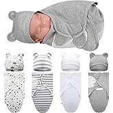 Buryeah 4 Pack Preemie Swaddle Blanket Wrap Set with Hat for Baby Boys Girls 3-7 Lbs Preemie Newborn Clothes Sleepers Cap