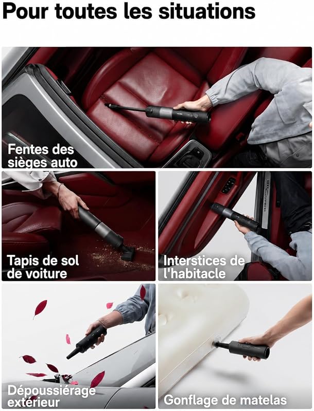 Aspirateur Voiture Puissant sans Fil, aspirateur à Main 20 000 Pa