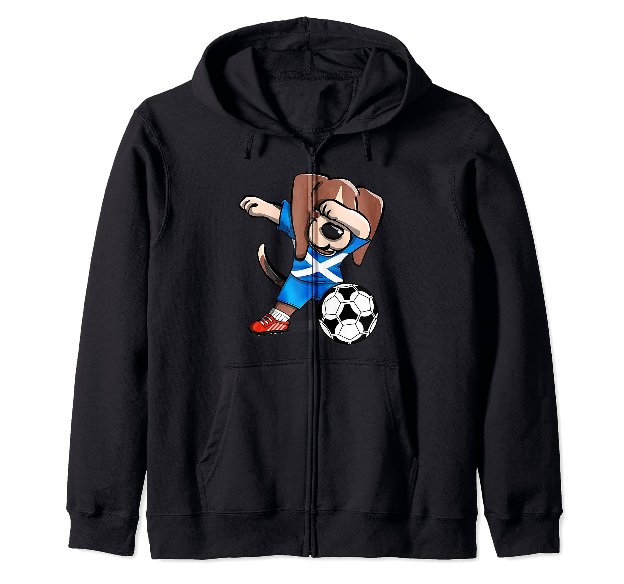 Dabbing Beagle Scotland Football Fans Jersey Scottish Soccer Zip Hoodie