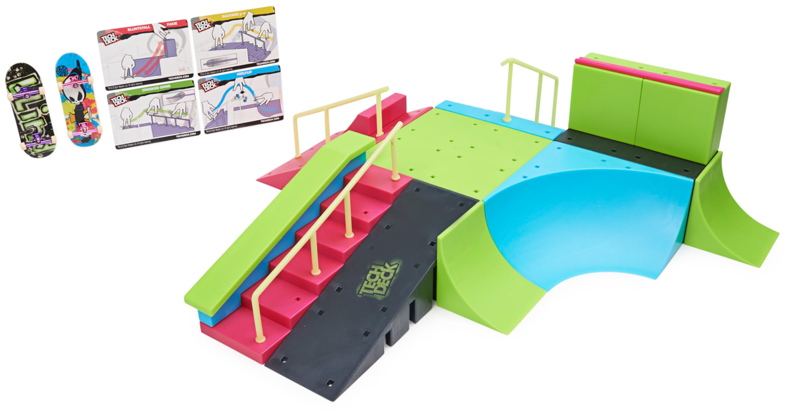 Tech Deck, Neon Mega Park X-Connect Creator, Glow-In-The-Dark Customisable Ramp Set with Two Fingerboards, Kids’ Toy for Boys and Girls Ages 6 and up