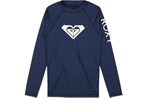 Roxy Girls Long Sleeve Whole Hearted Rashguard Shirt, UPF 50+ Sun Protection, Quick Dry
