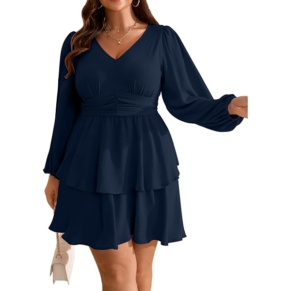 CUPSHE Women's Cotton Ruffle Mini Fall Dress V Neck Long Sleeve Elastic  Waist A Line Semi Formal Autumn Dresses, Black L at Amazon Women's Clothing  store