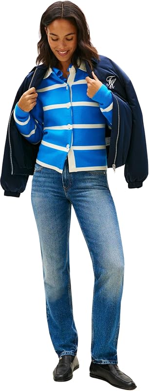 Jeans femininos Glow Classic Straight Straight Mid Ris, Azul (Glow), 26W/32L — foto 4 de 5