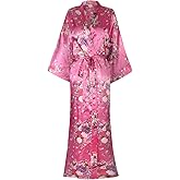DandyChic Kimono Robes For Women Floral Long Lightweight Silky Sleepwear bridal Dressing Gown