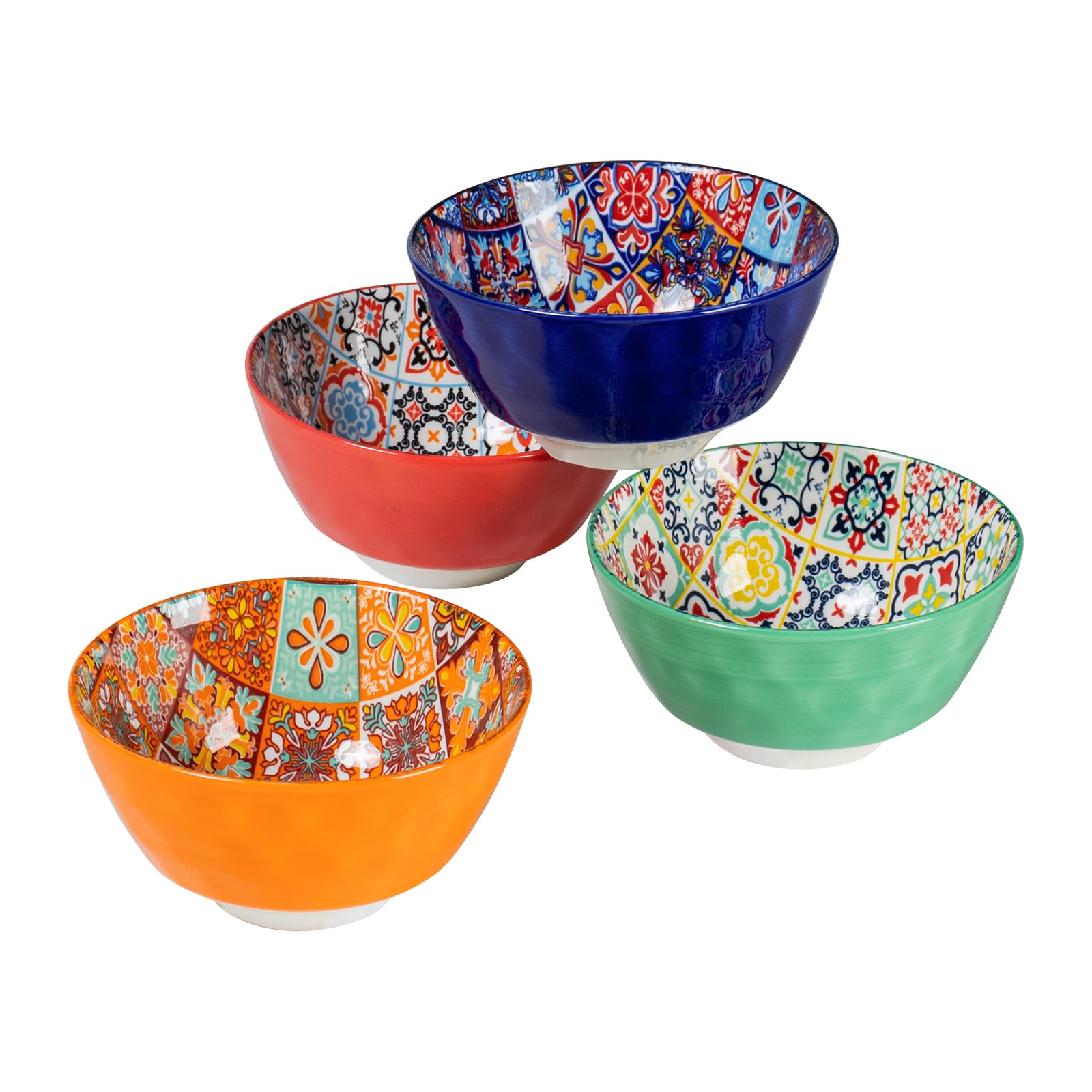 Soup Bowls, Cereal Bowls 13Oz, Serving Bowl Set for 4 People, Colorful Porcelain Salad Bowl for Snack, Dessert, Soup, Cereal