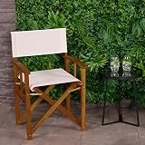 Charles Bentley FSC 100% Wood Pair Folding Directors Chairs Cream Pop-Up view 2