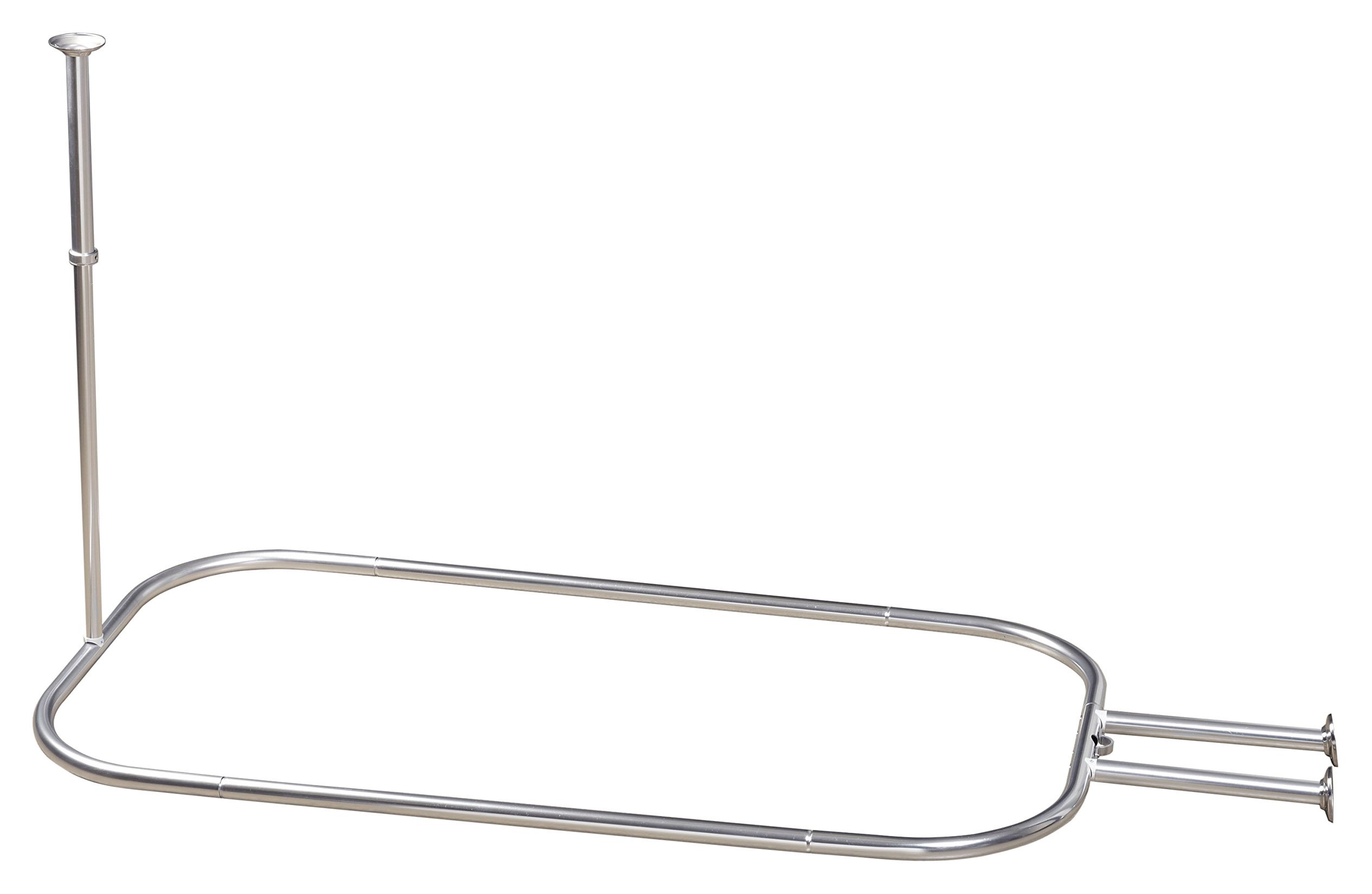 Versalot Supply Never Rust Commercial Aluminum Oval Hoop Shower Rod with Ceiling Support for