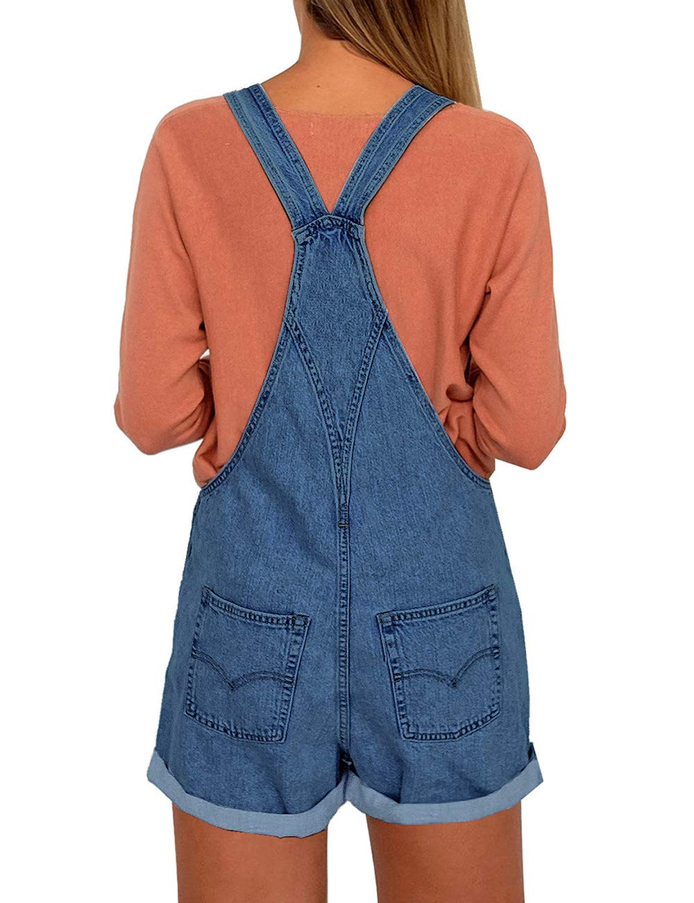 orange and blue overalls shorts