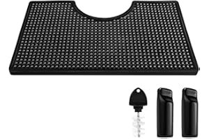 MRbrew Beer Drip Tray, Non-Slip PVC Kegerator Surface Mount Drip Tray Mat with Draft Beer Tower Flange Cutout fit Kegerator Tower Beverage or Coffee Bar Service