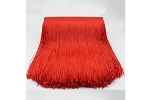 Rydowenna 8 Inch Width Red Fringe Trim 10 Yards Long Tassel Sewing Trim for DIY Craft Clothing and Dress Decoration (Red)