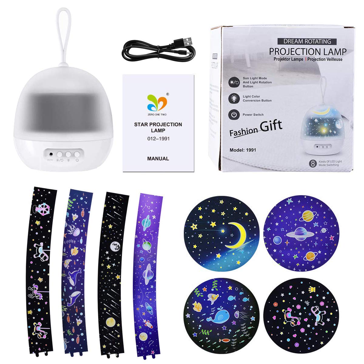 360 Lampara De Noche Para Ninos 8 Luces De Colores Regalo Para Ninos Y Ninas 4 Juegos De Pelicula Star Sea World Universe Carrusel Negro Star Projector Night Lights Para Ninos